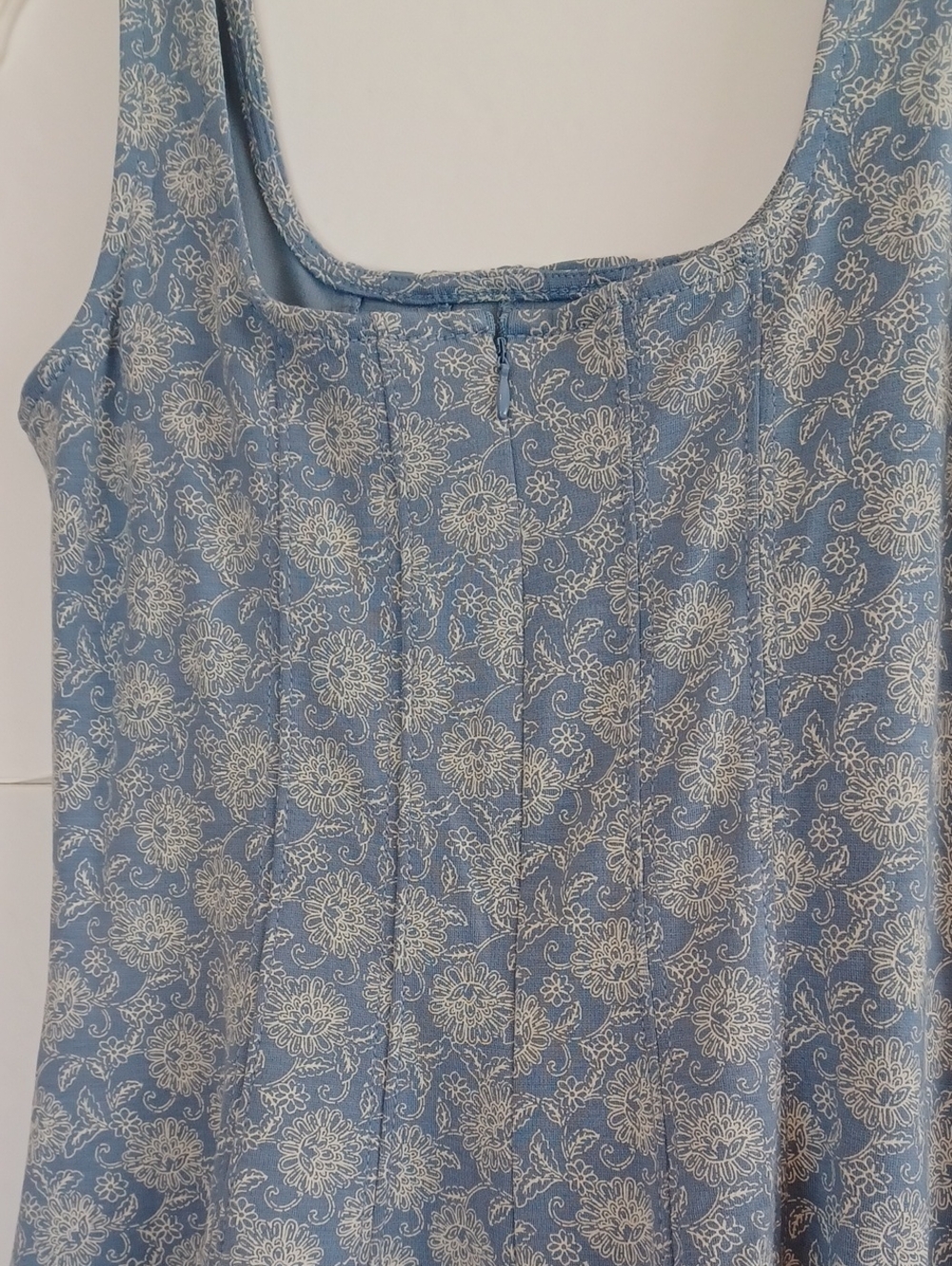 Loft Floral Tank Dress. Sz.2P. Light Blue & White. Lined. 35" Length. NWT! - Picture 7 of 7